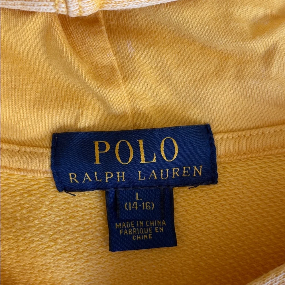 Polo Ralph Lauren Distressed Yellow Big Pony‎ Logo Full Zip Hoodie Boys Large